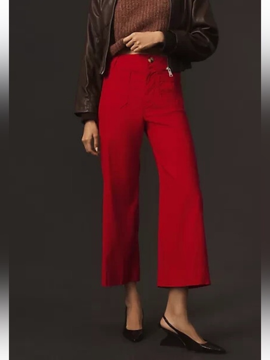Maeve Pants - Maeve The Colette High-Rise Wide-Leg Cropped Pants Red Women’s Size 27